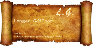 Lenger Gábor névjegykártya