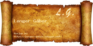 Lenger Gábor névjegykártya